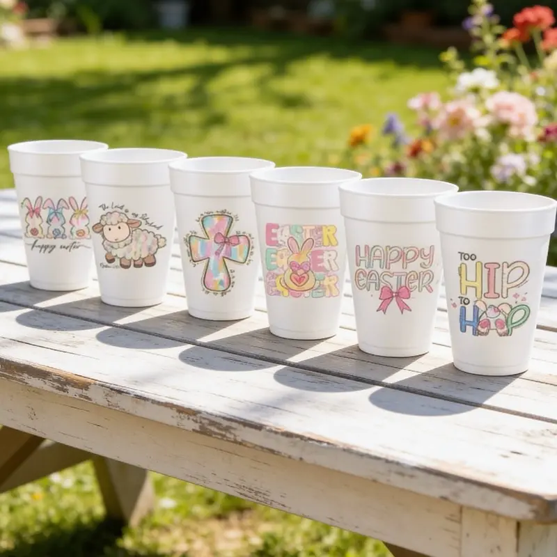 Easter Cups  | Cute Bunny & Christian Designs | Party Cups, Classroom Treats, Easter Basket Idea