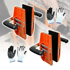 2 Pcs Granite Carrying Clamps with White Rubber-Lined, Double Handed Stone Carrying Clamps with 2 Pcs Non-Slip Gloves,660lbs Capacity Panel Carry Lifting Tools for Granite, Marble