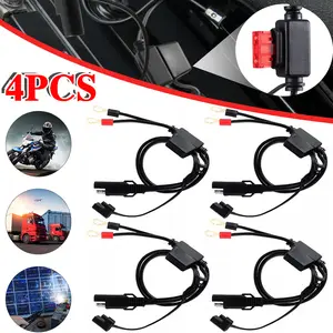 4PCS SAE Battery Connector Cable 2-Pin Ring Terminals Harness 12V-24V Motorcycle Battery Charger & Solar Extension