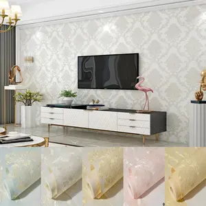 3D Embossed Wallpaper, Removable Self Adhesive Wallpaper, Modern European Style Wall Sticker for Home Living Room Bedroom Textured Wall Paper