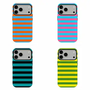 Dopamine Striped Phone Case, Viral Neon Striped Protective Cover, Compatible for iPhone 17 16 15 14 13 12 11 and for Samsung S26 S25 S24 S23 S22 S21, Perfect Holiday Gift