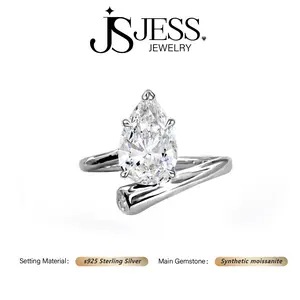 【#1108】Teardrop Engagement Solitaire Ring, 4ct Pear Cut, Synthetic Moissanite , 925 Sterling Silver Maximalist Jewelry