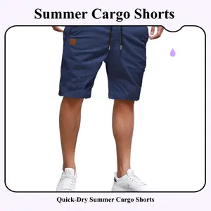 Men's 2026 New Quick-Dry Cargo Shorts - Summer Sports Mid-Length Pants with Button Front, Drawstring, Available in M/L Sizes for 18-24 Years Old Daily Wear