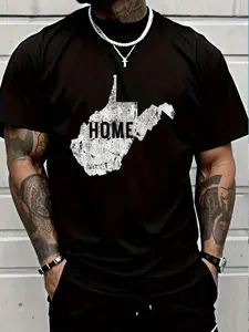 100% Cotton West Virginia Map Home WV Vintage T-Shirt Women's Men's Graphic Tee Crew Neck summer vacation Tops
