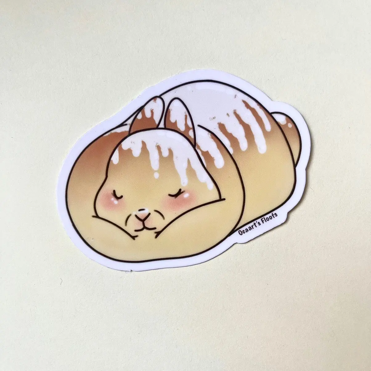 CinnaBun Cinnabon Sticker, vinyl waterproof weatherproof water bottle laptop journal sticker, cute foodie dessert cinnamon cinnabon roll loaf bunny rabbit sticker