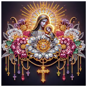 Madonna Pattern DIY Diamond Arts Colorful Painting Kit without Frame, 5D Special Shape Crystal Artificial Diamond Mosaic Handicraft for Beginners