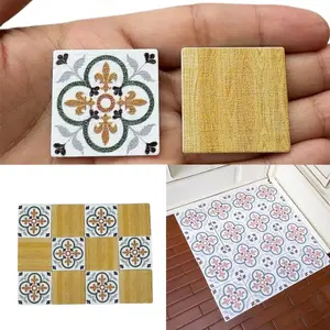 Dollhouse Mini Floor Decoration, Splicing Wood Floor, Double-Sided Printed Realistic Simulation Flooring Model