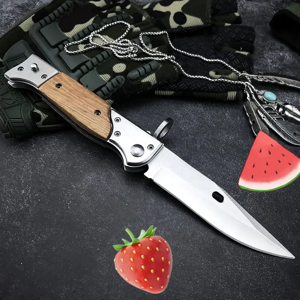 AK47 Cccp Knife folding pocket knives For Men 440C Blade Wood Handle