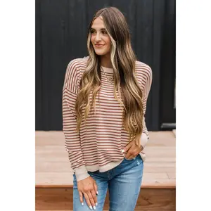 Big Statements Striped Knit Sweater- Ivory & Copper