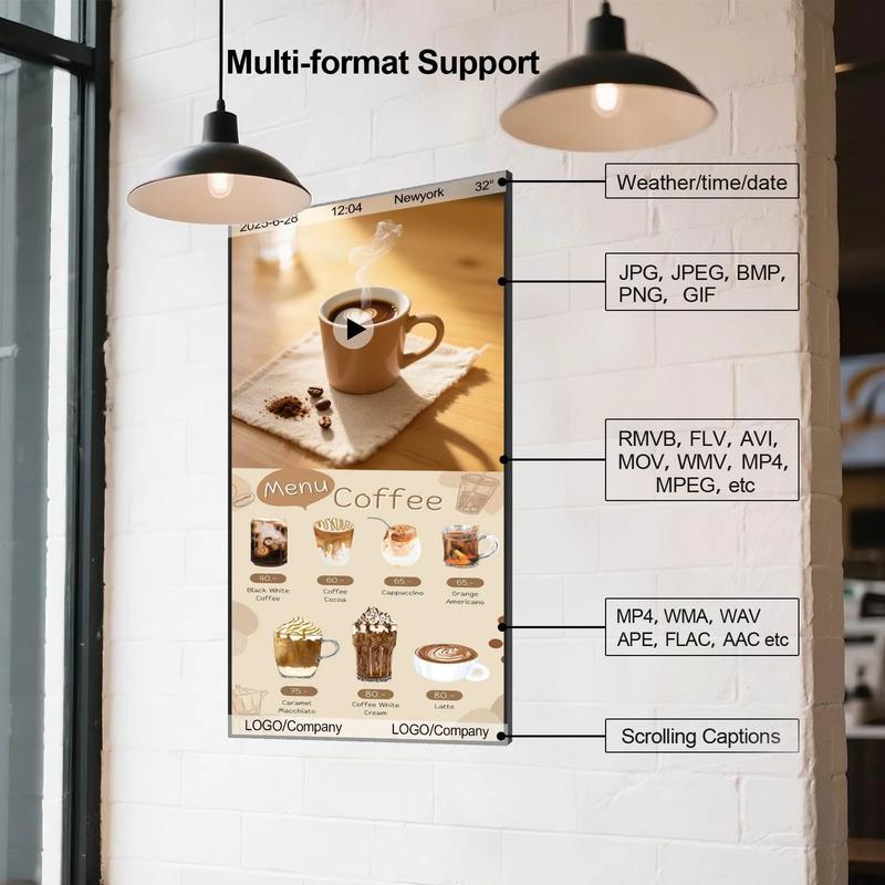 Window Digital Signage 32"LCD Screen, 1000nits High Brightness Digital Signage And Displays, Android OS with HDMI in, Publishing Content with U-Disk/APP/CMS