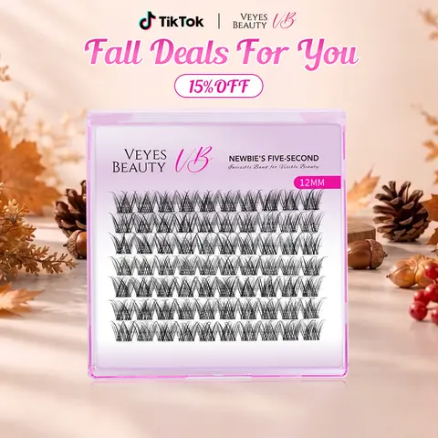 VEYESBEAUTY LuxeBold Lash Clusters Kit - False Eyelashes & Adhesives, Soft Fluffy Wispy Dramatic Style, Invisible Band, 10mm-18mm Multi-Size, Easy-to-Apply for Adults' Natural Makeup (Soft Clusters Blend Into Real Lashes)