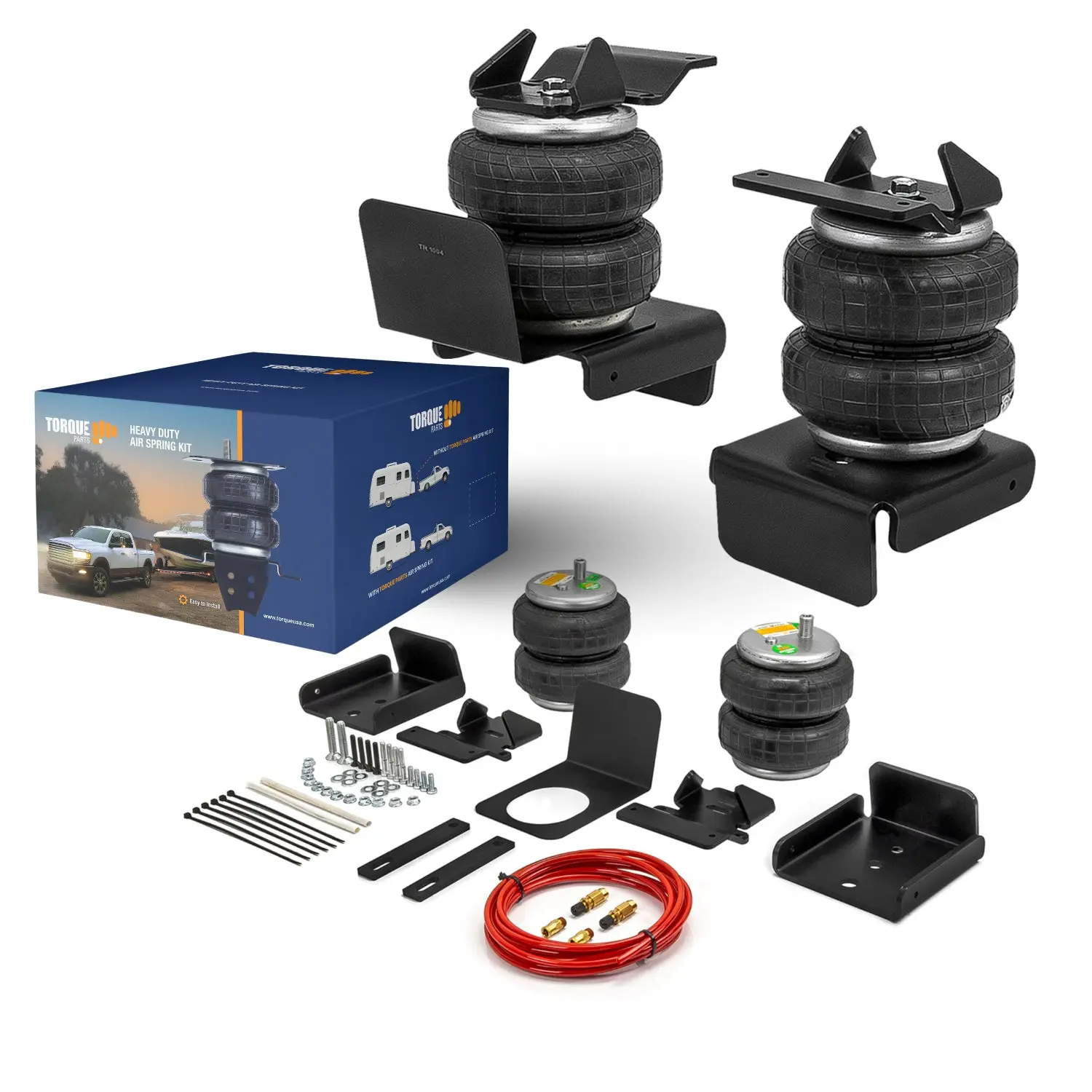 TORQUE Air Suspension 2-Bag Full Kit Car Accessories for 2019-2026 Chevrolet Silverado 1500, GMC Sierra 1500 Pickup Truck Vehicle, 7,500 lbs Air Springs with Internal Jounce Bumper, Smooth Load Control, DIY-Friendly w/Installation Manual (TR75609)