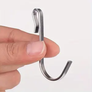 Stainless Steel J-hook, 6 Counts Snap-on Clip Hook for Wire Shelving, Versatile J-hook Hangers for Kitchen, Bedroom, and Office Use, Curtains