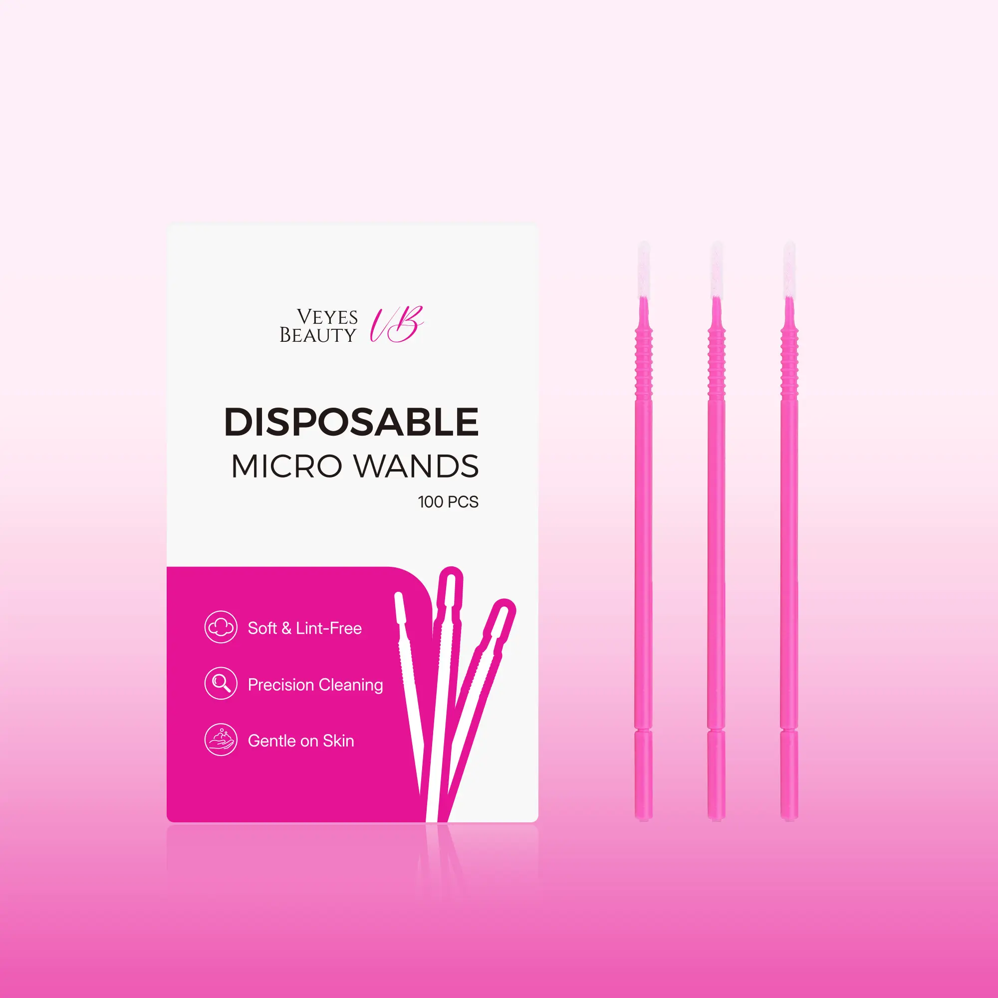 VEYESBEAUTY Disposable Micro Wands, 100 PCS Lint-Free Applicators for Gentle Precision Makeup and Eyelash Extension Cleaning, Lash Cleaning, Precision Cleaning, Beauty Tools