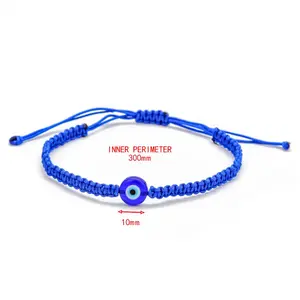 Blue Eyes Evil Eye Red Cord Braided Adjustable Bracelet European American Fashionable Simple Rope Glass Beads Alloy 16-28cm