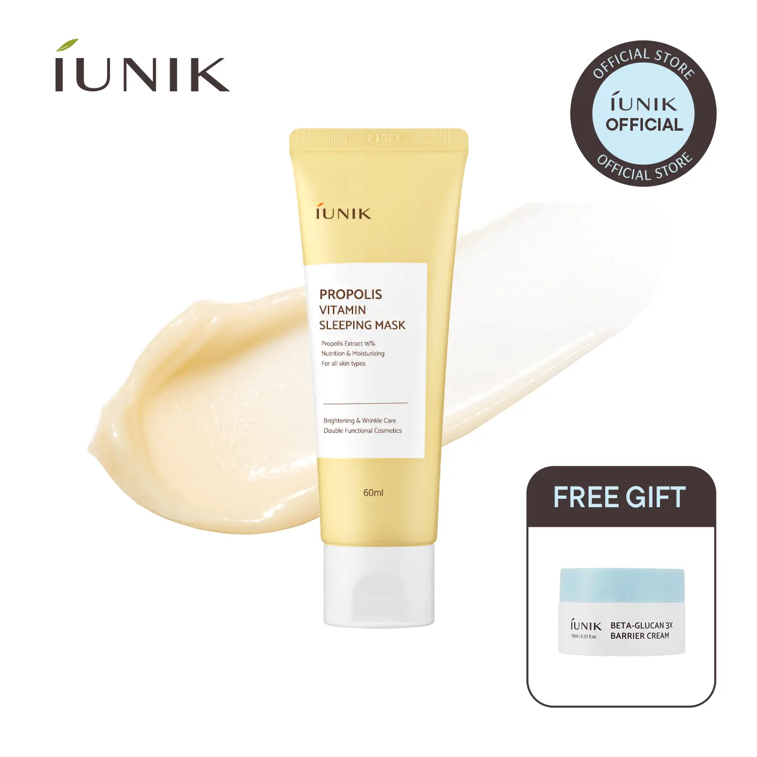 [IUNIK Official] Propolis Vitamin Sleeping Mask | Overnight Hydration & Glow Boosting for Dull, Tired Skin | 60ml / 2.02 fl oz