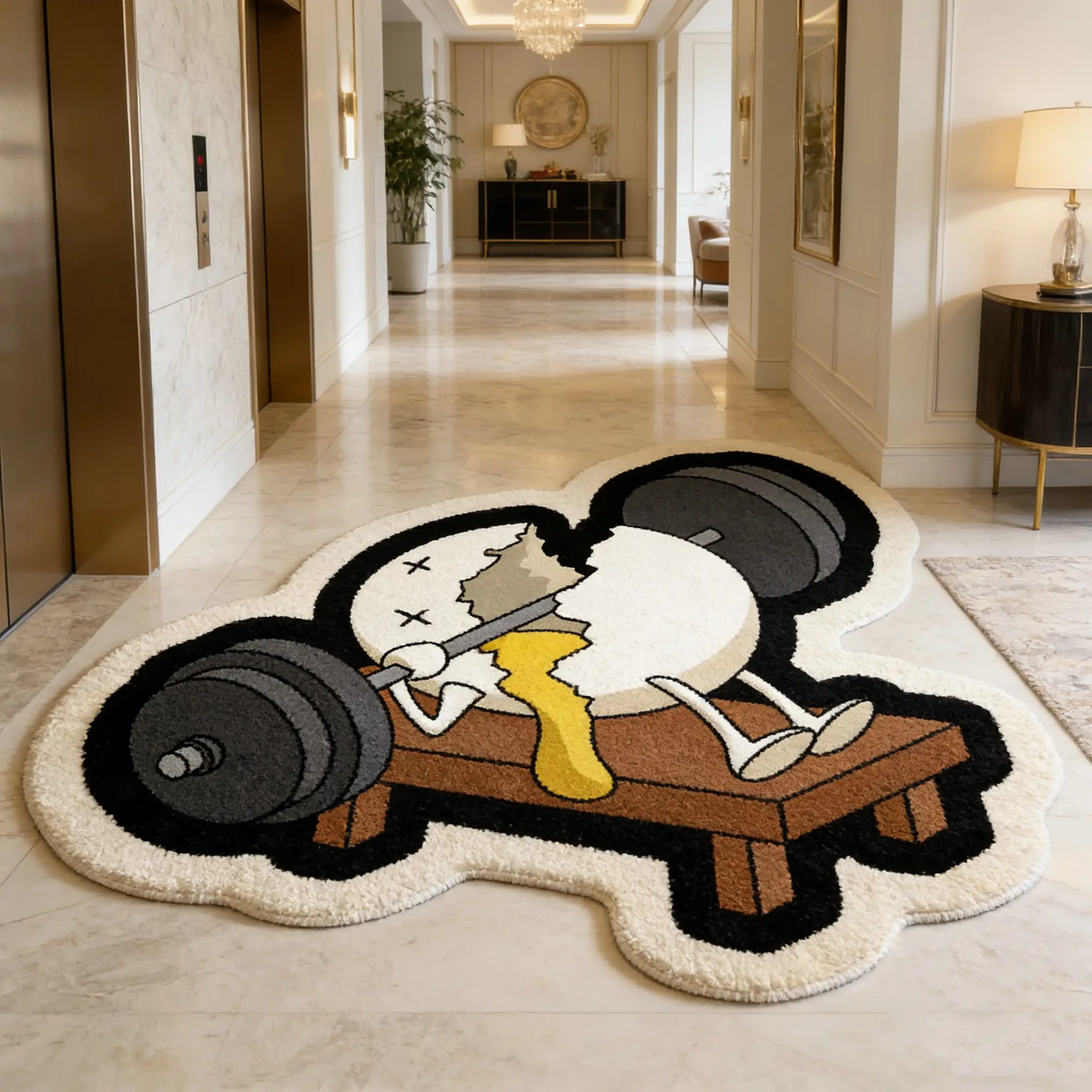 Weightlifting broken shell egg shaped carpet, Decorative rug, white ...