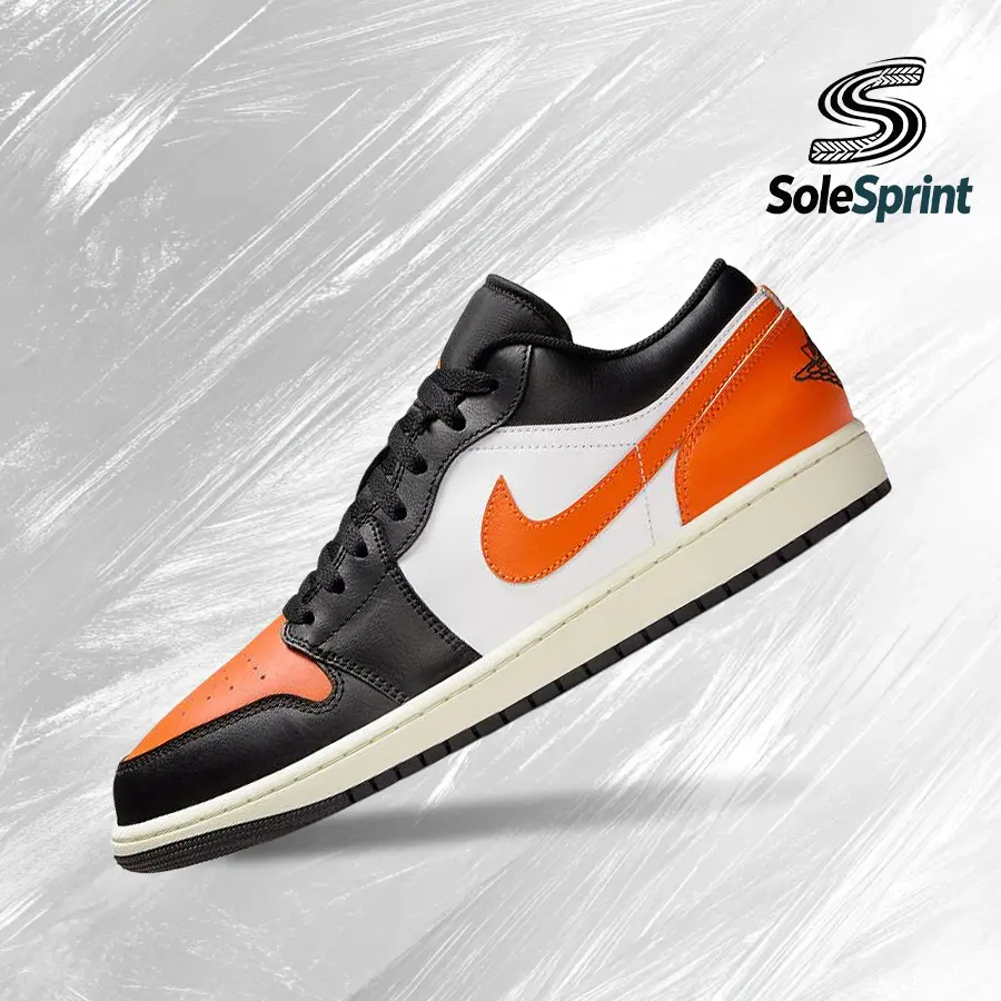 Nike Jordan 1 Low Shattered Backboard Alternate - Men's Orange White Lifestyle Athletic Sneakers, Foam Shock-Absorbing Footwear, Sporty Chic Casual Wear, Vintage Spring-Summer Trainer (Gym-Streetwear) - 553558 081, Running, Male, Shock Absorption, Model 5