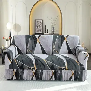 Geometric Pattern Sofa Cover, 1 Count Dustproof Sofa Slipcover, Sofa Protector for Home Living Room, Sofa Protector for 1/2/3/4 Seats