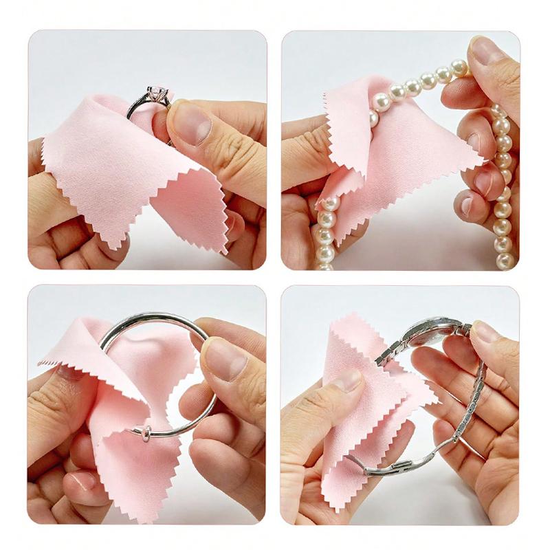 50/100 Pcs/Set Silver Polishing Cloth，Jewelry Cleaning Cloth，Tarnish Remover，Anti-Tarnish，Sterling Silver/Gold/Platinum，Jewelry/Watch/Coins，Microfiber，8x8cm，Restores Shine，Small Jewelry Cleaning Cloth，Jewelry Care Hack