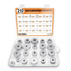 210 count Stainless Steel Washers Assortment Kit - Flat Washers & Fender Washers Set- 17 Sizes, Covering M3 to M12 (Metric) -  for , Screws, Plumbing & Automotive, Marine