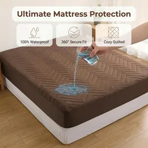 Bedsum Waterproof Mattress Protector, 100% Waterproof Breathable Fitted Mattress Cover, Noiseless TPU Membrane, Soft Quilted Microfiber Bedding Protector