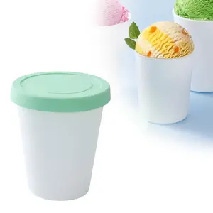8OZ Silicone Ice Cream Container with Lids Green Thickened Leakproof Design for Dessert Sharing Kitchen Party Must Have Reusable Snack Storage Bowls Gadgets