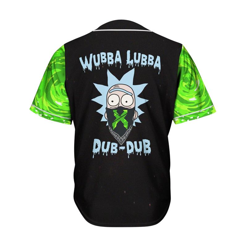 Excision DJ x Rick and Morty Baseball Jersey, Wubba Lubba Anime Electronics Concert Thin Button Down Shirt, EDM Festivals Music Tour Baseball, Gift For Fan