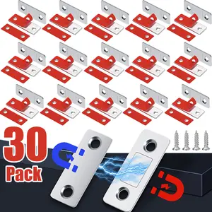 30PACK Magnetic Door Catch Ultra Thin Cabinet Magnets Stainless Steel Drawer Magnet Catch for Sliding Door Closure Kitchen Cupboard Closet Closer