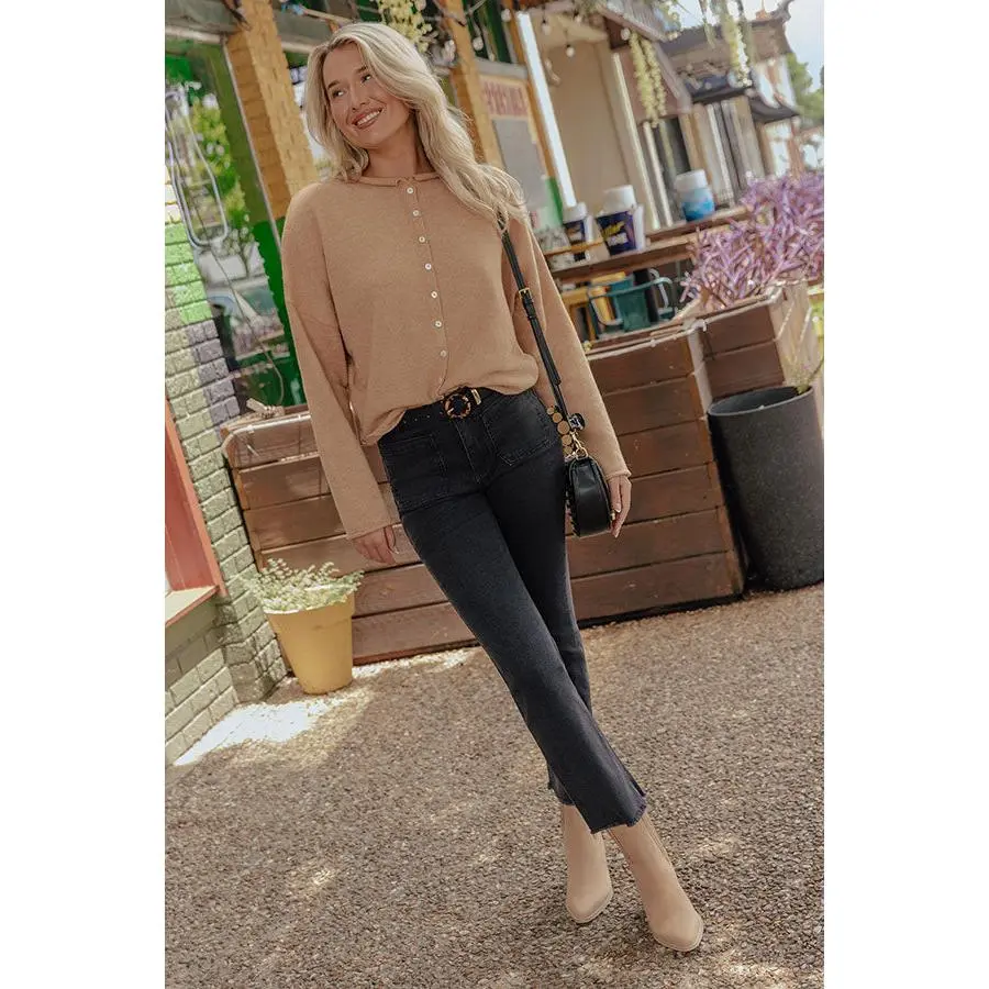 Coffee Shop Cutie Knit Cardigan in Camel