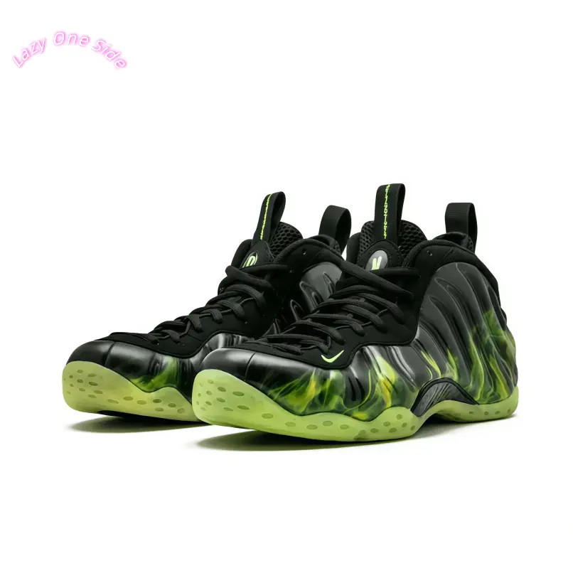 Two Tone Black Fabric Mid Cut Retro Basketball Sneakers Neon Green Gradient Foam Upper Small White Embroidery Swoosh Transparent Light Green Rubber Cushioned Flat Midsole Vintage Sports Flat Shoes for Men Women