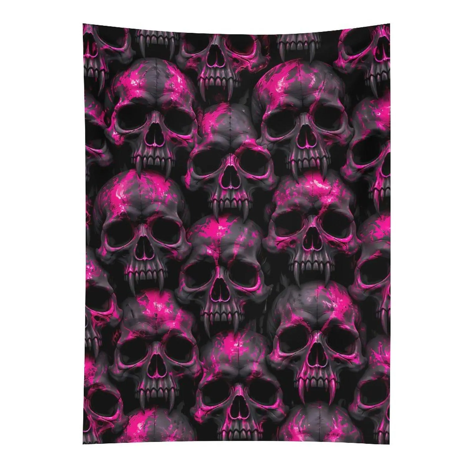 Pink Skull Pattern Tapestry Gothic Skeleton Dark Wall Hanging Decor