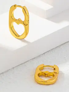 Fashionable and personalized heart-shaped hollow Stainless Steel earrings, suitable for daily wear, vacation and dating occasions, and also a surprising and exquisite small gift, Trendy Jewelry