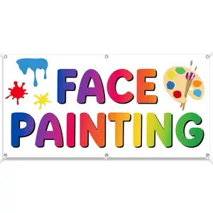 Face Painting Banner for Parties, Colorful Face Painting Sign, Bright Rainbow Lettering Banner with Art Paint Design, Ideal for Carnivals, Birthday Parties, Kids Events, Festivals & Face Painting Booths