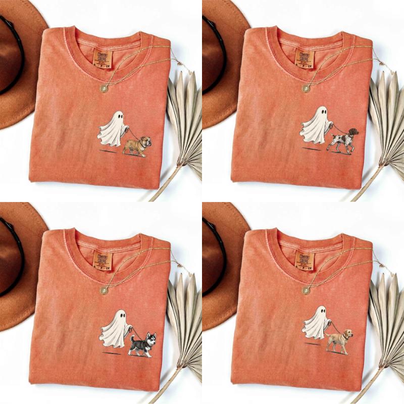 Comfort Colors Custom Halloween Dog T-Shirt – 32+ Breeds Available, Cute Witch Hat Dog with Pumpkin Bucket Graphic, Spooky Season Fall Party Tee, Dog Mom Gift | Holiday Threads US