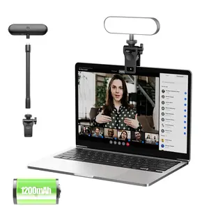 Rechargeable LED Streaming Light, 360° Rotatable Zoom Lighting, Eye Caring Webcam Laptop Ring Light for Video Calls, Zoom Meetings, Video Recording