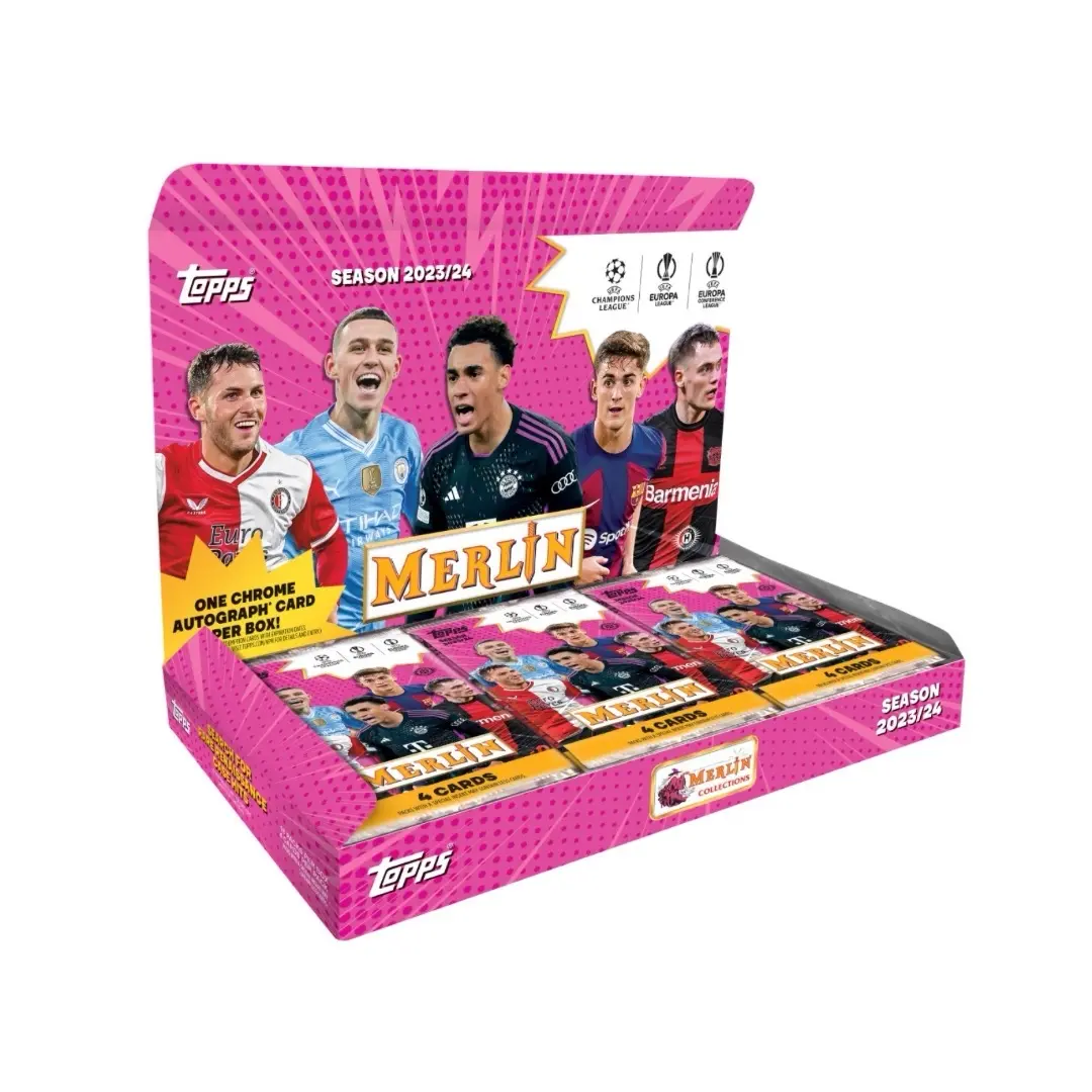 2023/24 Topps UEFA Club Competitions • Merlin Chrome Soccer Hobby Box • 1 Auto per box • 18 packs per box • 4 cards per pack