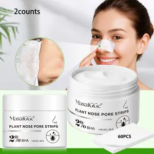 MasaiGGe Plant Nose Pore Strips,2 packs, blackhead care facial mask, daily skin care product, deep cleansing, makes the skin cleaner and fresher, suitable for all skin types