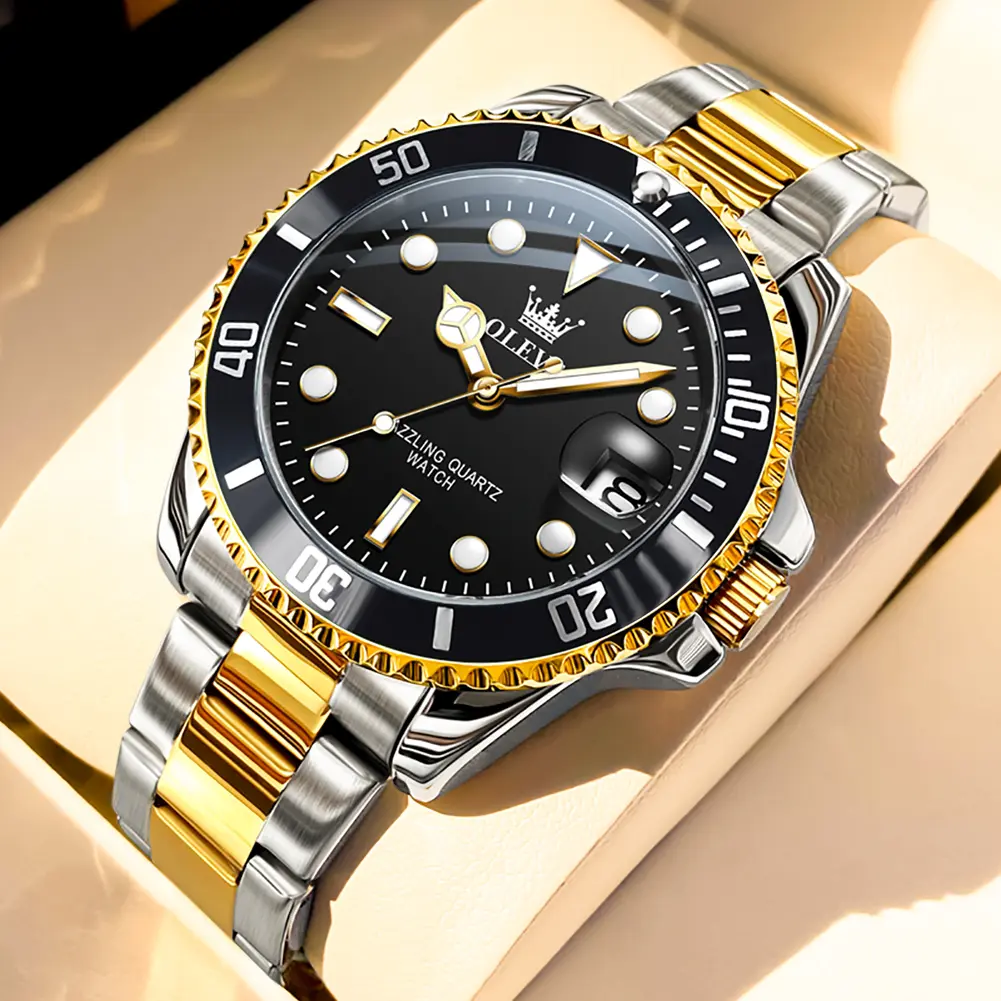 Olevs Elegant Quartz Men's Watch 30M Waterproof Watch For Men Round Analog Watch Gift