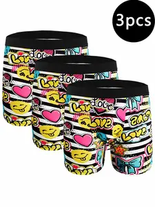 Men's trendy graffiti boxer briefs, soft and highly elastic, combining both comfort and stylish appearance