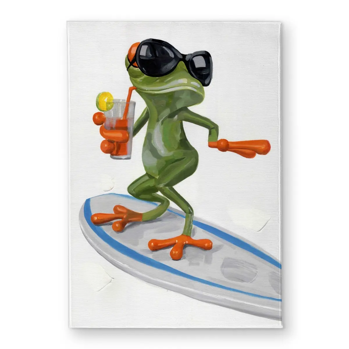 360 stand Funny Frog Surfing Door Mat - CODM17242MLW69, 17x24 in. Standard Size Polyester Loop Indoor-Outdoor Textile Home Decor, Funny Doormats, Animal Design Doormats, Entryway Decor, Front Door Decor