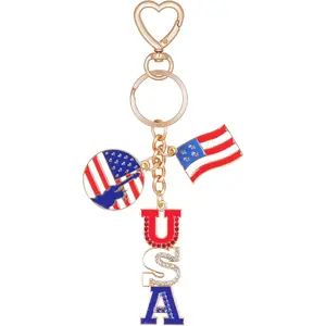 4th of July Party Favors USA Initial Keychain Bag Charm Purse Charms American Flag Patriotic Keychain, Handbag Backpack Car Accessories keychians for Accessories(Statue of Liberty)