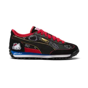 PUMA Womens X Hello Kitty Easy Rider Goth Lace Up Sneakers Shoes Casual - Black