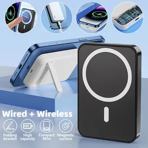【FathersDayGift】10000mAh Mag-Safe Magnetic Wireless Power Bank with Foldable Stand for iPhone 15 14 13 12