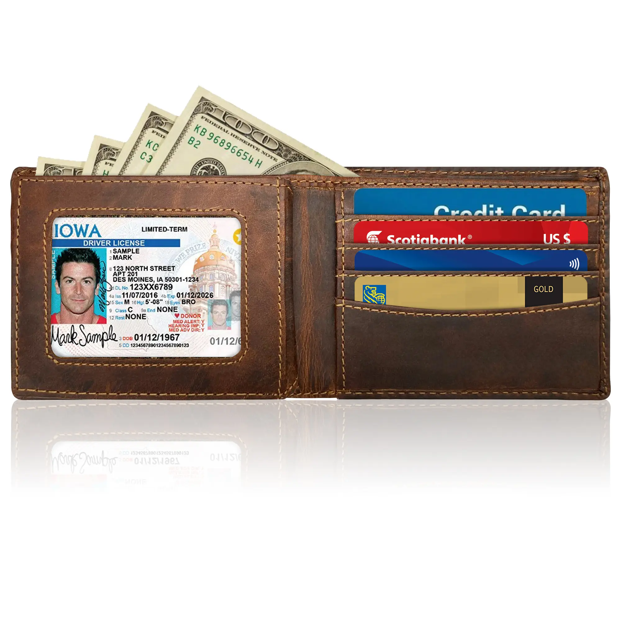 Men's Authentic Vintage Leather RFID Blocking Bifold Credit Card Wallet - Multiple Cad Slots, ID Window, Slim Profile, Comfortable Fit for Everyday Use