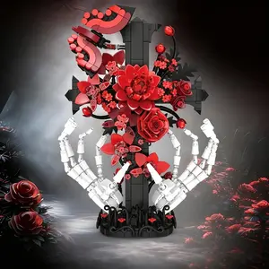 Gothic Cross Flower Block Toy, Halloween Valentine's Day Mother's Day Gift, Decorative Ornament, Perfect for Special Occasions