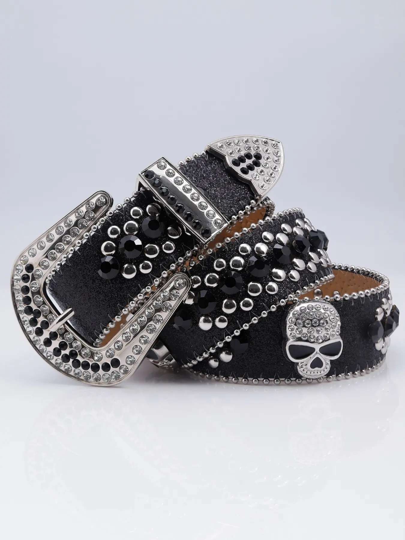 1pc Unisex Y2K Western Cowboy Belt, Punk Fashion Belt, Rhinestone Punk Design, Glitter Water Drill, Casual All-Season Accessory, Perfect for Parties & Jeans