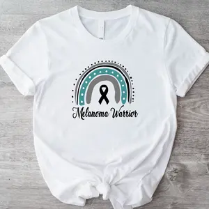 Melanoma Cancer Awareness Rainbow T-Shirt, Black Ribbon Shirt, Skin Cancer Tee, Melanoma Support Tee, Melanoma Survivor Gift Shirt, Skin Cancer Warrior T-Shirt.