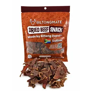 BiltongMate Biltong - Air-Dried Beef Jerky Snack, Traditional South African Style, Sliced, 3oz