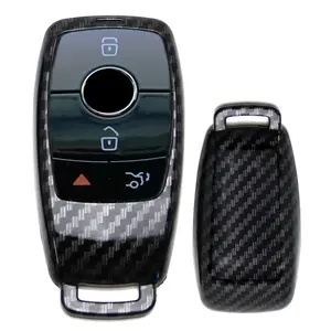 iJDMTOY Glossy Black Carbon Fiber Pattern Key Fob Shell For Mercedes 2017-up E-Class, 2019-up G-Class, 2020-up A C CLA CLS GLB GLC GLE GLS-Class Gen3 IYZMS2 Smart Key